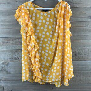 Lane Bryant Womens Shirt Sleeveless Polka Dot Ruffle Sleeve Blouse Sheer Size 20